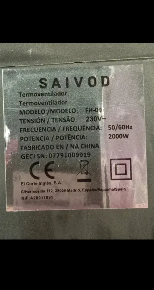 Termo ventilador Saivod negro