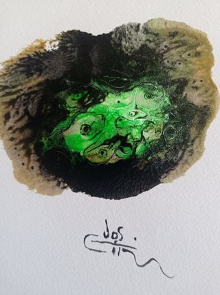 Arte original abstracto verde y negro