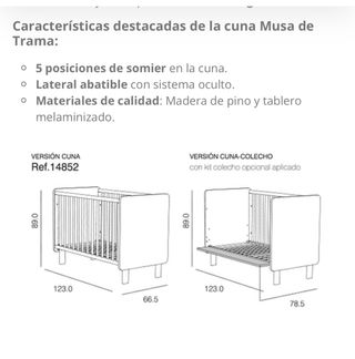 Cuna Trama Musa +colchón viscolastico +kit colecho