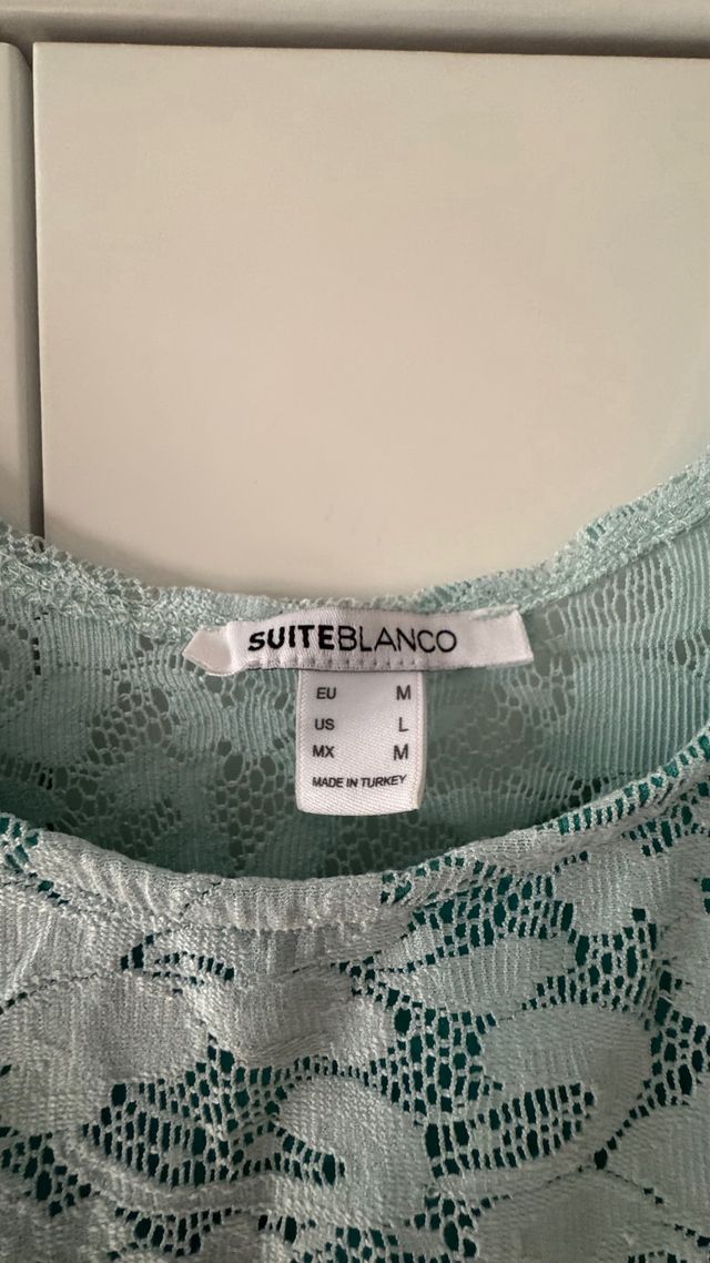 Top SUITEBLANCO encaje turquesa Talla M