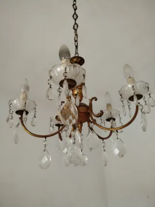 Lampadario anni '60 oro e cristallo