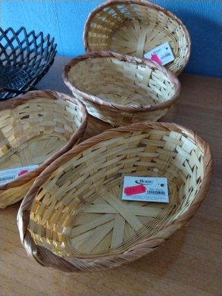 Lote 4 cestas mimbre de 12x18x6 cms marrón regalo