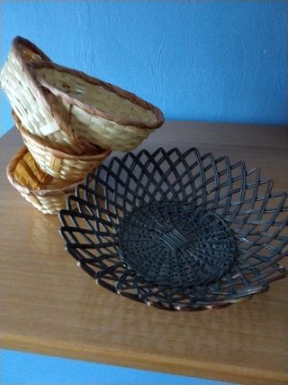 Lote 4 cestas mimbre de 12x18x6 cms marrón regalo