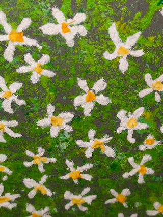 Quadro in rilievo su tela Fiori dipinti gesso