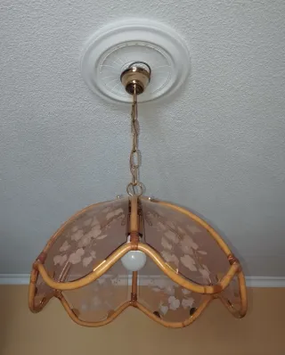 Lámpara de techo bambú y cristal