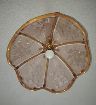 Lámpara de techo bambú y cristal