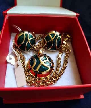 Conjunto Joyas Collar y Pendientes Oro y Verde