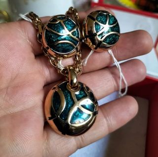 Conjunto Joyas Collar y Pendientes Oro y Verde