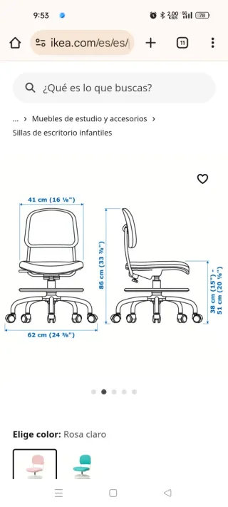 Silla de escritorio infantil VIMUND Ikea rosa