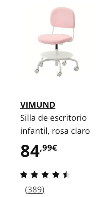 Silla de escritorio infantil VIMUND Ikea rosa