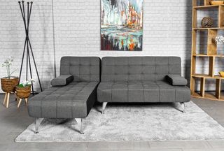 Sofá-cama chaise-longue gris tela 