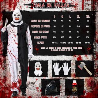 Disfraz Payaso Terrifier Halloween Completo Talla 