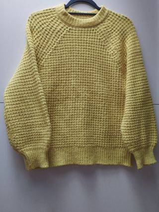 Jersey lana tejido waffle amarillo