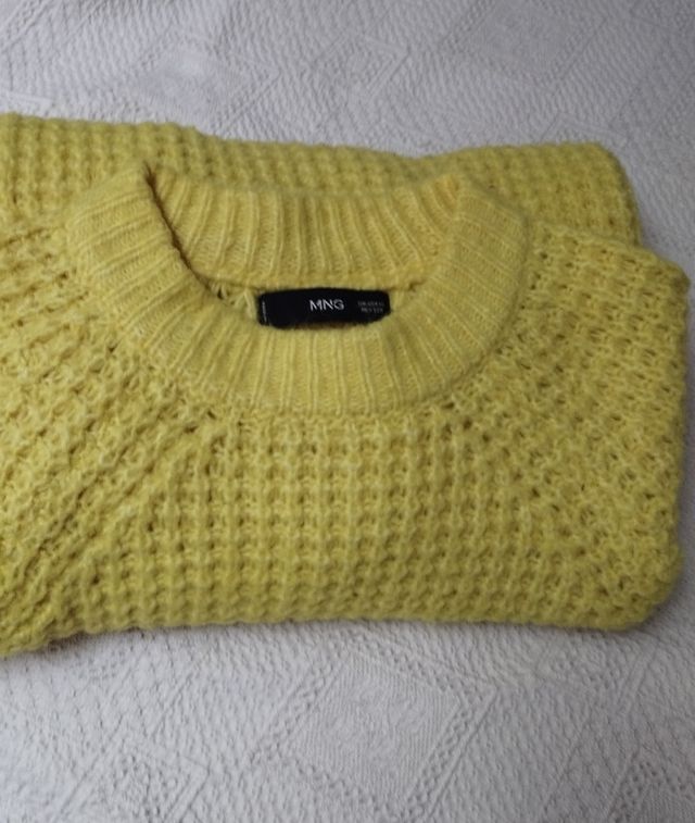 Jersey lana tejido waffle amarillo