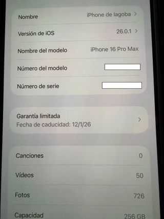 iPhone 16 Pro Max 256GB Negro