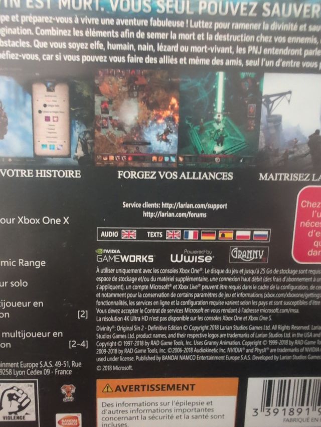 Divinity II Original Sin Defin Ed. Xbox One FR cov