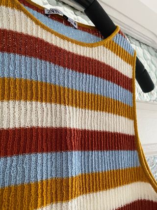 Camiseta sin tirantes Zara rayas multicolor Talla 