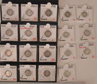 Lote monedas plata Dime USA