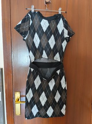 Vestido corto H&M estampado rombos
