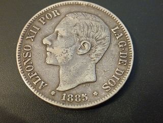 5 Pesetas 1885 *18*85, España.