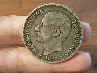 5 Pesetas 1885 *18*85, España.
