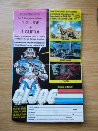 Album Cromos Gi-Joe Nuevo Chicle!