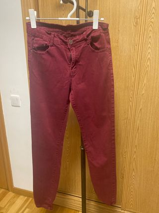 Pantalón mujer granate de algodon