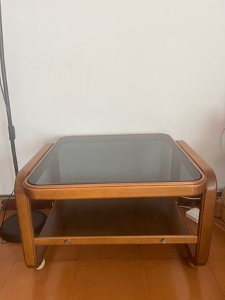 Mesa ratona madera y cristal 