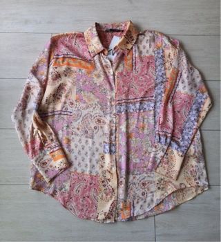 Camisa Zara fluida XL tonos pastel