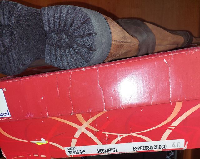 Stivale donna pelle e crosta cuoio marrone/grigio