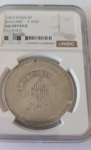 MONEDA PLATA 5 PSTAS FERNANDO VII - 1823 MALLORCA!