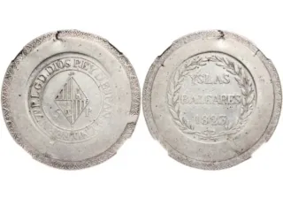 MONEDA PLATA 5 PSTAS FERNANDO VII - 1823 MALLORCA!