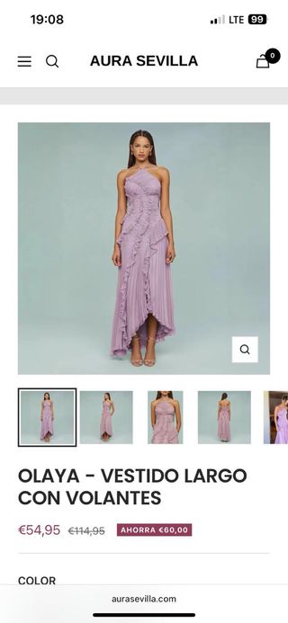 Vestido largo AURA SEVILLA con volantes