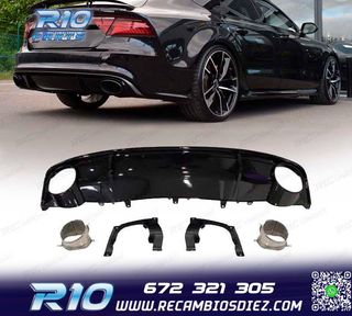 DIFUSOR AUDI A7 16-18 LOOK RS7 + COLAS ESCAPE NEGRO BRILLO