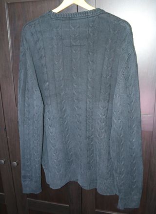 Jersey Nautica Cable Knit Talla XL Gris/Azul