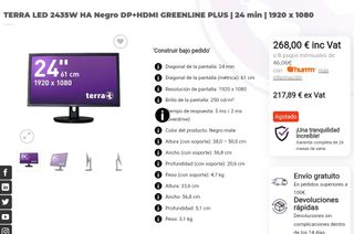 TERRA LED 2435W HA Negro DP+HDMI Monitor de PC