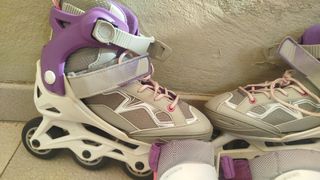 Patines en línea niña morado y gris talla 32-35