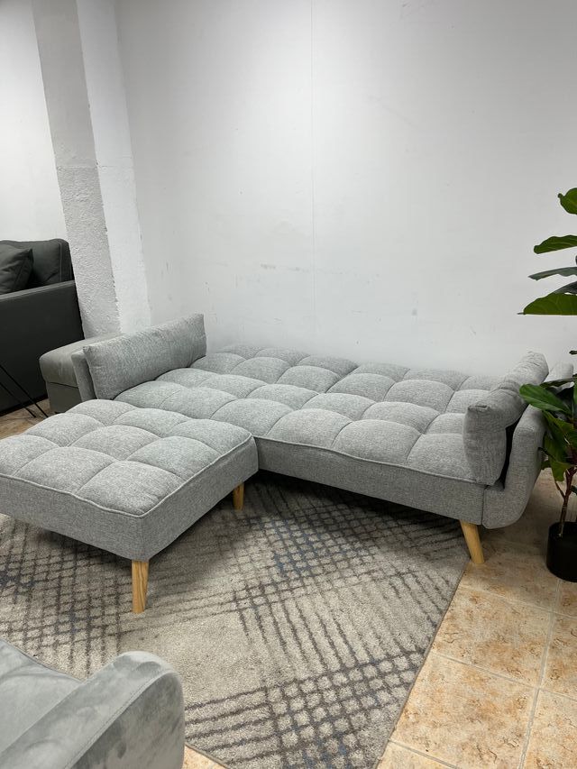 Sofá cama chaise longue gris
