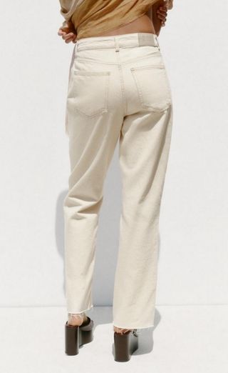Pantalones Zara Beige Mujer