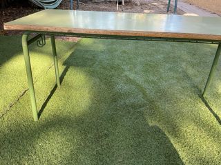 Mesa Escritorio Pupitre Doble Madera y Metal