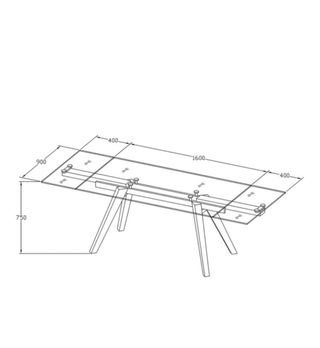 Mesa Comedor Extensible Cristal, acero y Madera