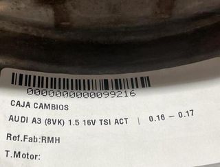 Caja cambios audi rmh a3 (8vk) 1.5 16v tsi 99216