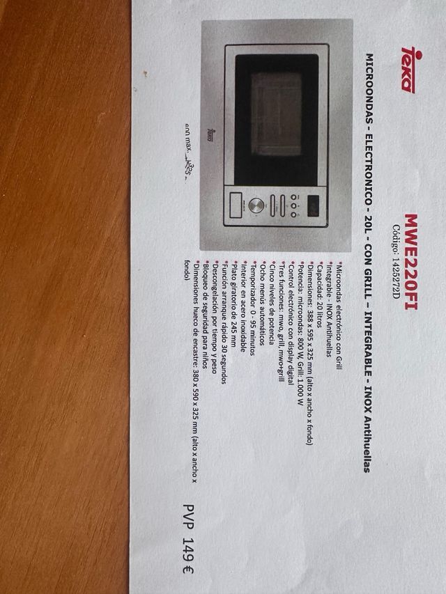 Microondas Teka Integrable