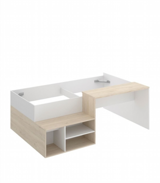Cama Juvenil Compacta Con Escritorio. Natural / B