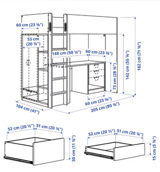 Litera con escritorio IKEA SMASTAD