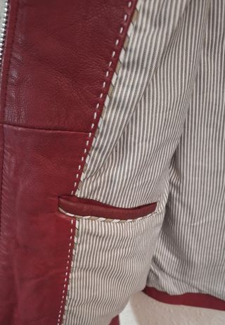 Chaqueta Cuero Roja Massimo Dutti Mujer