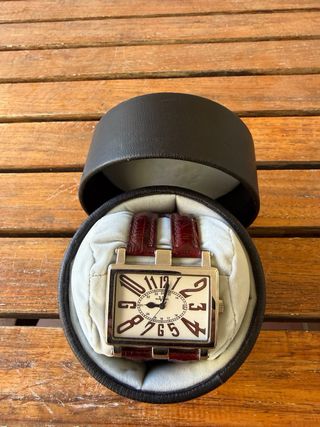 Reloj Paul Versan Correa Piel Marrón y Plata