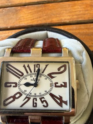 Reloj Paul Versan Correa Piel Marrón y Plata