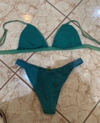 Costume bikini verde e petrolio taglia 44