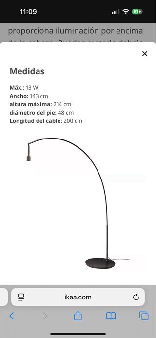 Lámpara Arco Ikea pantalla Jute Bombilla incluida